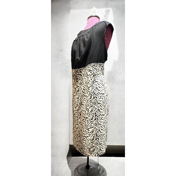 Calvin Klein Zebra Print Dress With Cap Sleeves & High Waist Design - Picture 4 of 13